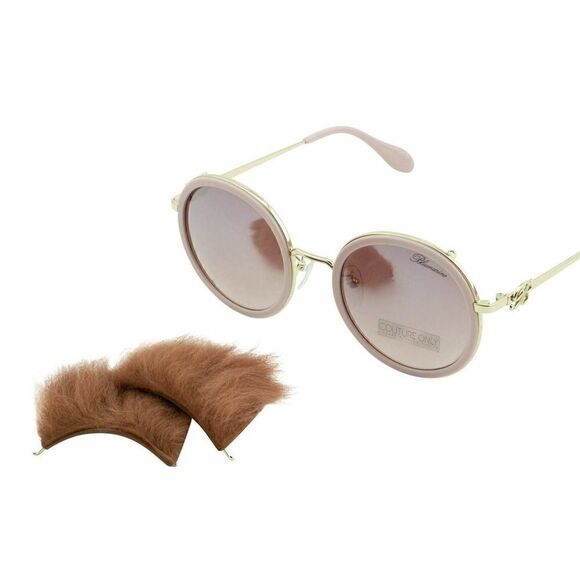 New Blumarine Limited Women Sunglasses Pink Gold Round SBM-109S Mirrored Lens - Picture 7 of 13